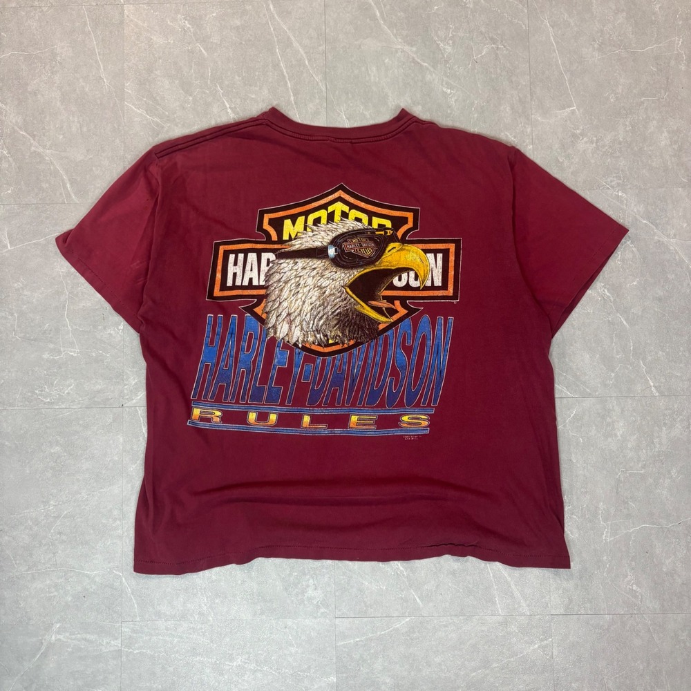 Harley-Davidson Rules Eagle Goggles Graphic Pocket T-Shirt Maroon XL